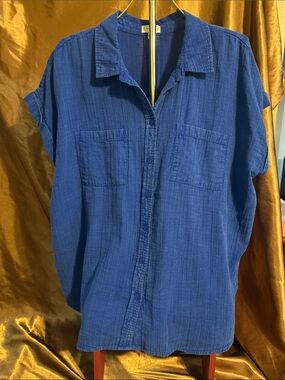 Wonderly Casual Button-Down Shirt in Royal Blue